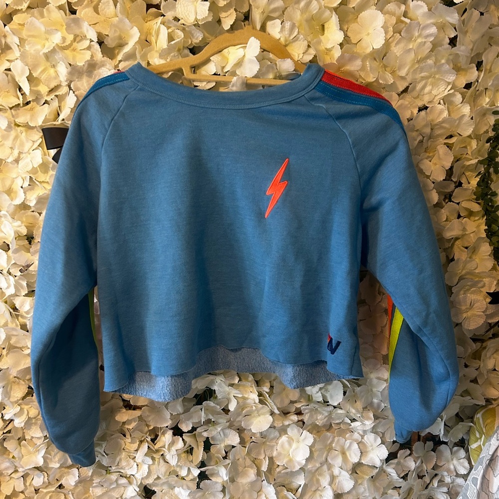 AV Blue cropped sweatshirt Aviator Aviation Nation